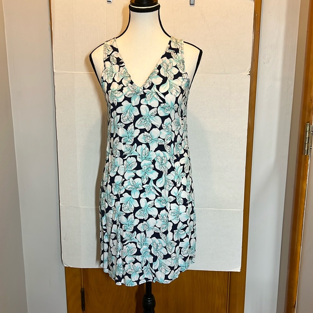 Gap Floral Rayon Shift Dress size XS  Blue and White